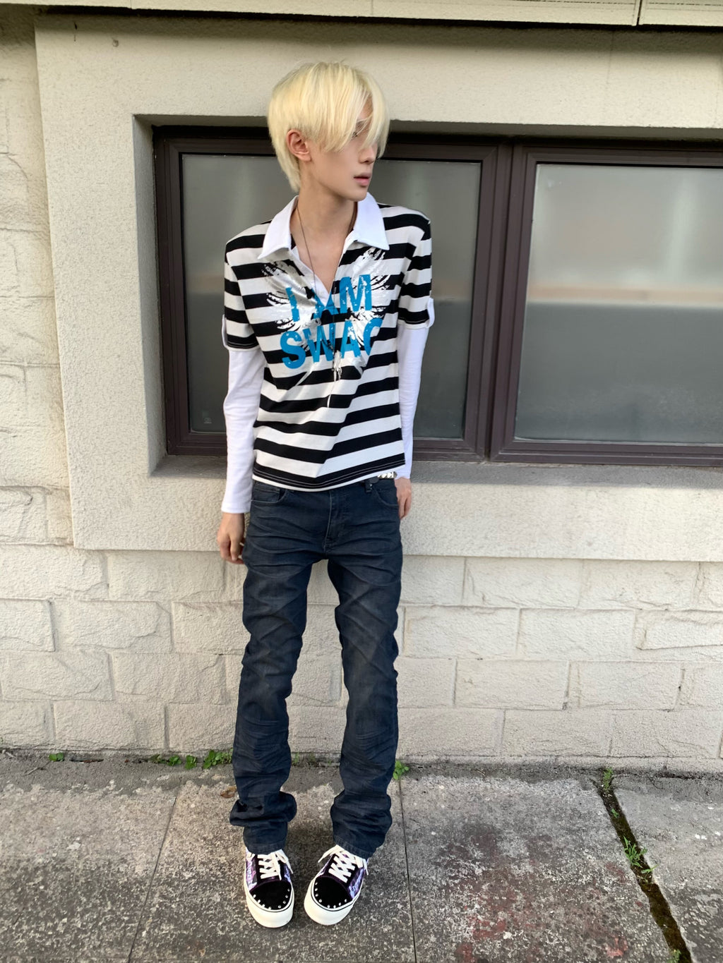 NUMBASIA Distressed Washed Skinny Stretch Jeans — NA6237
