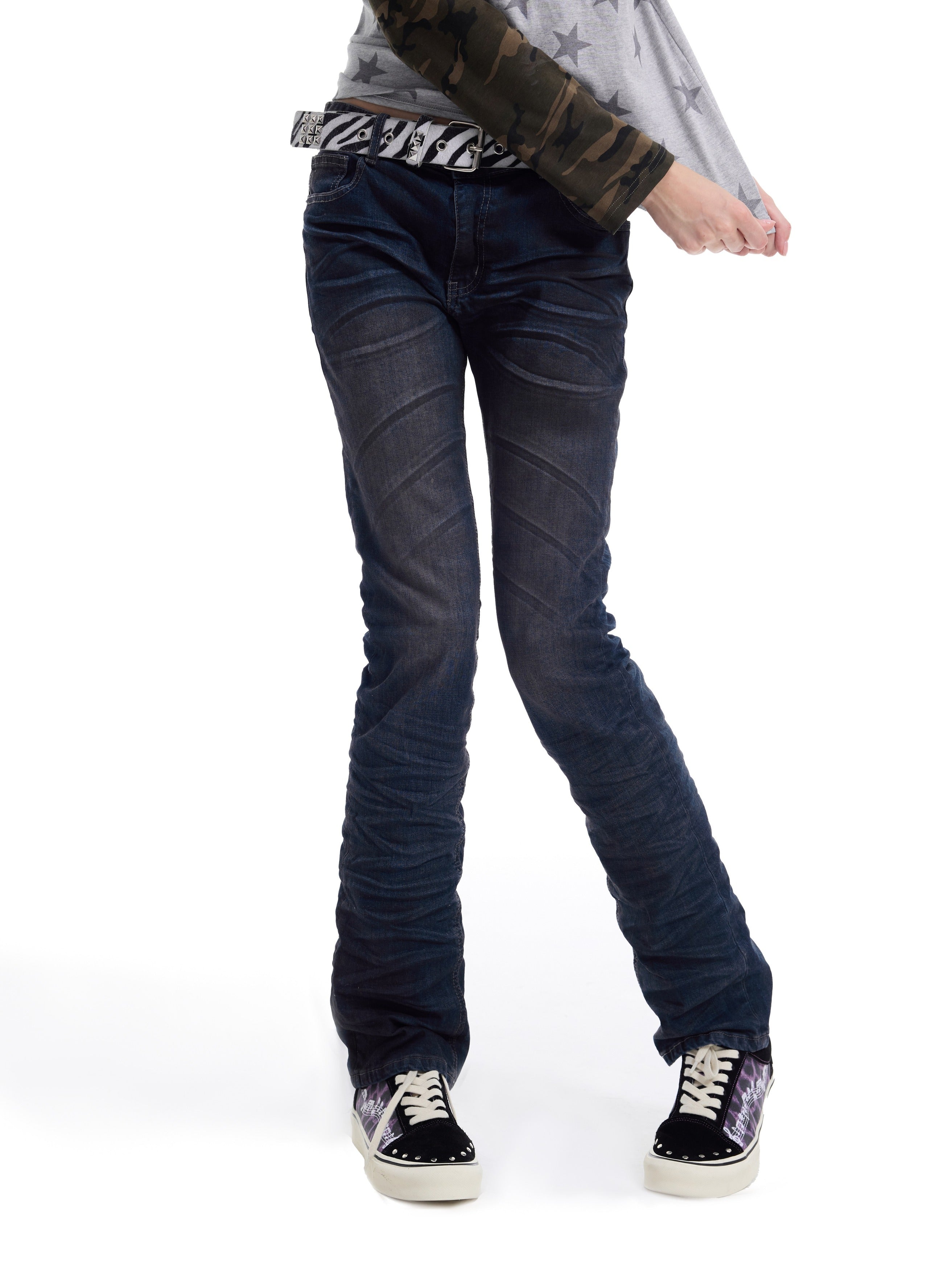 NUMBASIA Distressed Washed Skinny Stretch Jeans — NA6237