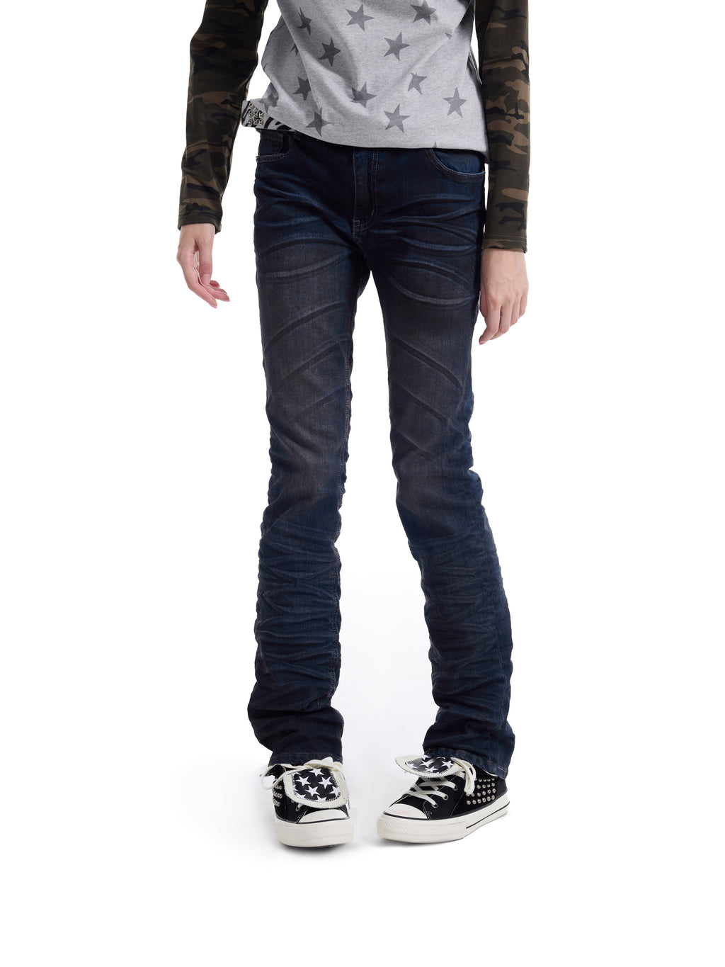 NUMBASIA Distressed Washed Skinny Stretch Jeans — NA6237