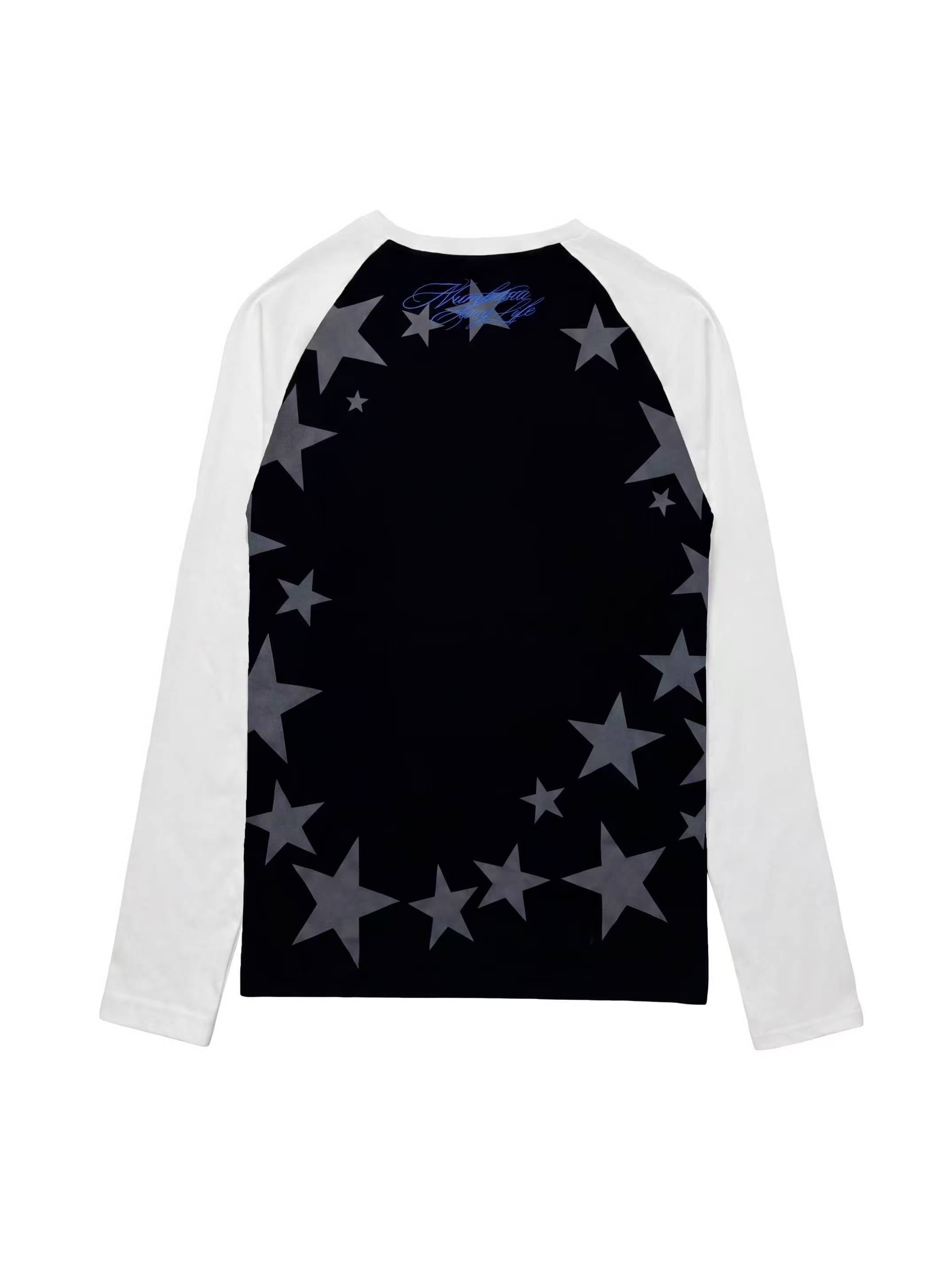 NUMBASIA Blue Tongue and Star Raglan Long Sleeve T-Shirt — NA6243