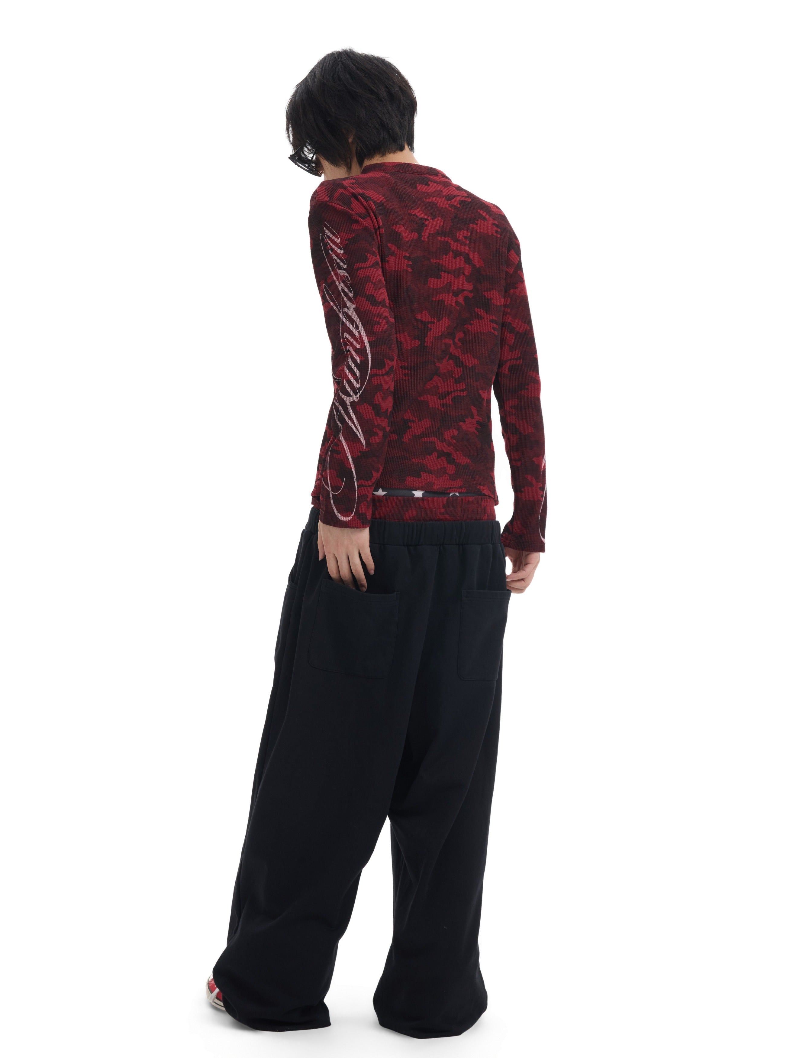 NUMBASIA Red Camo Double-Waist Embroidered Baggy Joggers — NA6300